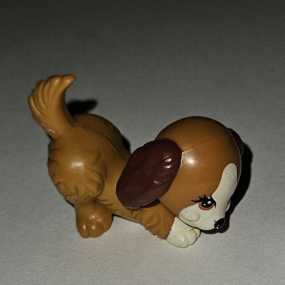 Littlest Pet Shop Brown White Playful Puppy Dog Figure Moving Head Kenner 1992